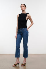 Teddy Cropped with Raw Hem | Stone Blue