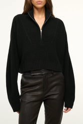 Cashmere Cropped Hampton Sweater | Black