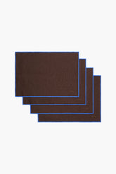 Saba Linen Placemats | Espresso Henry Blue