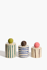 Set of 3 Moon-Lid Jars | Multi Stripe Glaze