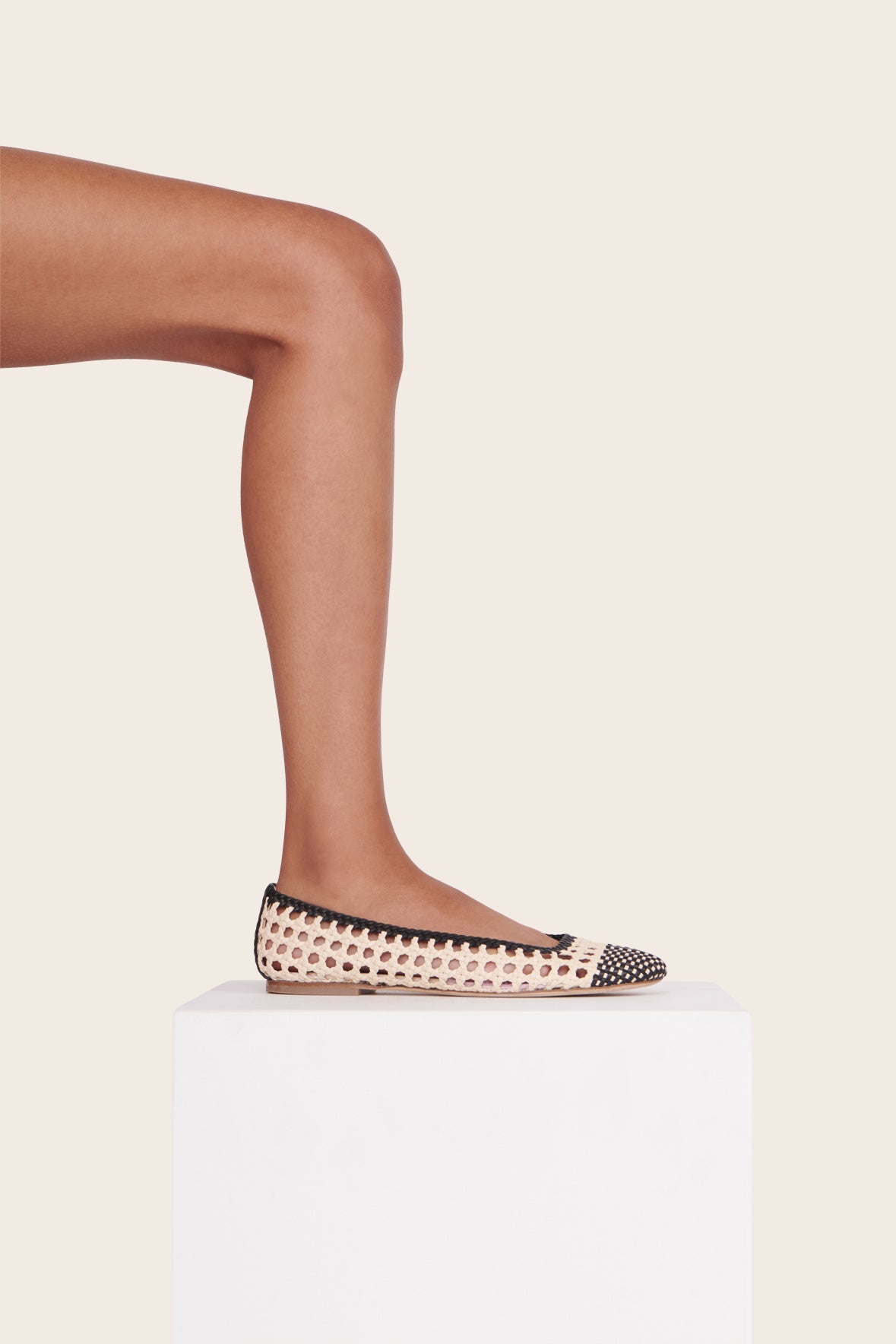 Nell Crochet Ballerina | Cream Black