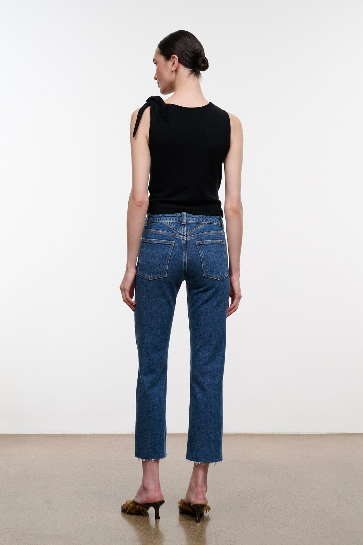 Teddy Cropped with Raw Hem | Stone Blue