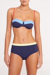 Devon High Rise Bikini Bottom | Navy Colorblock