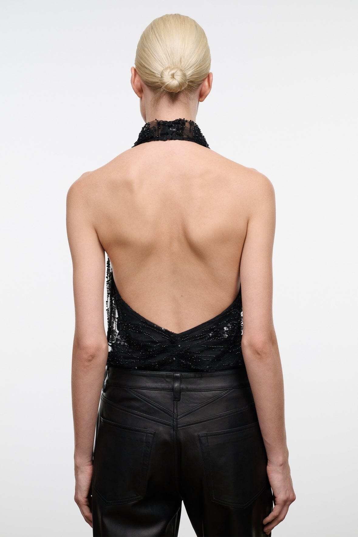 Monay Bodysuit | Black Beaded