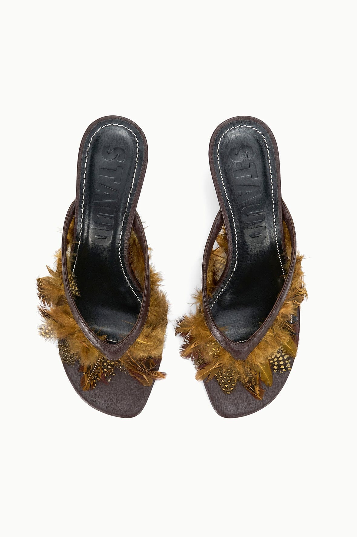 Freja Kitten Heel | Espresso Feathers