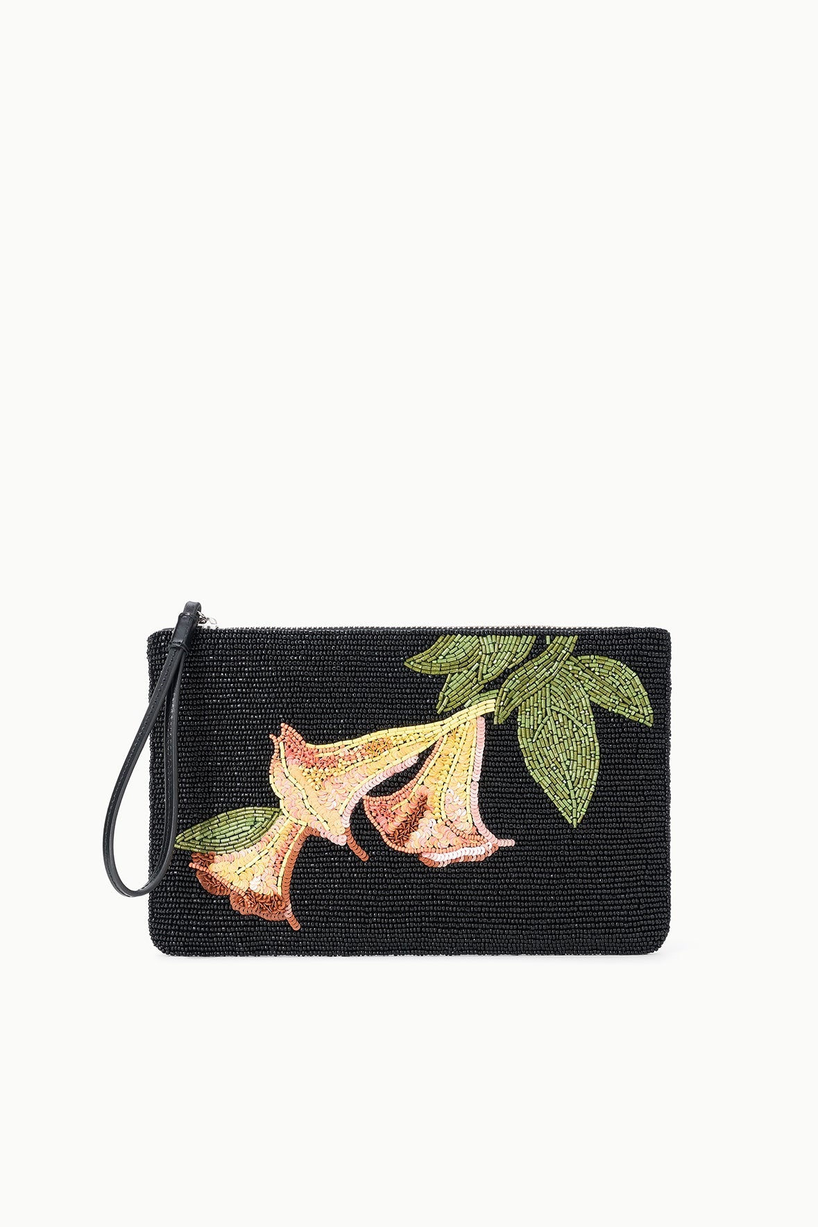 Tommy Beaded Large Pouch | Trumpet Flower Black