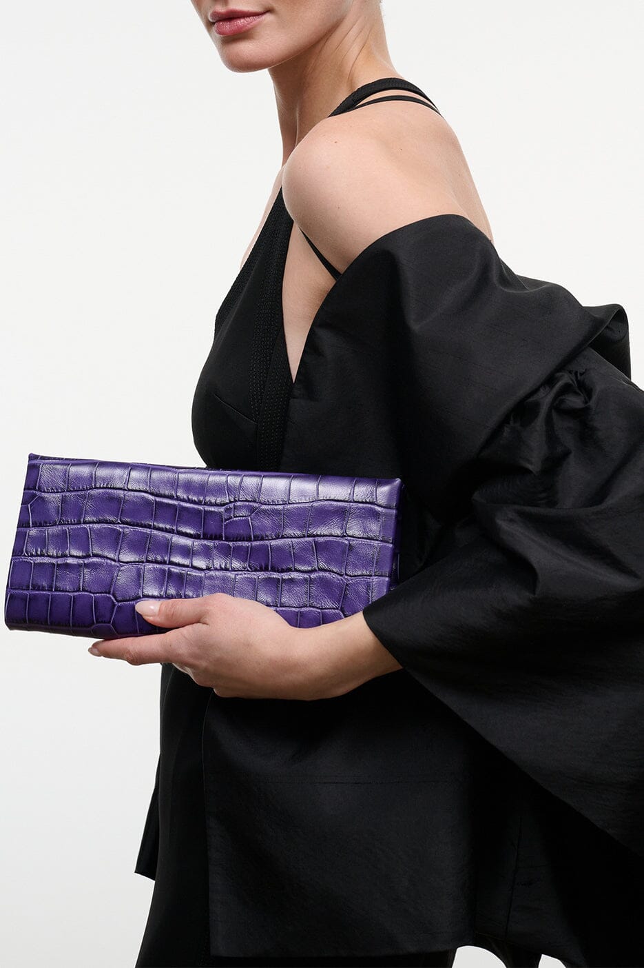 Muse Clutch | Amethyst Croco