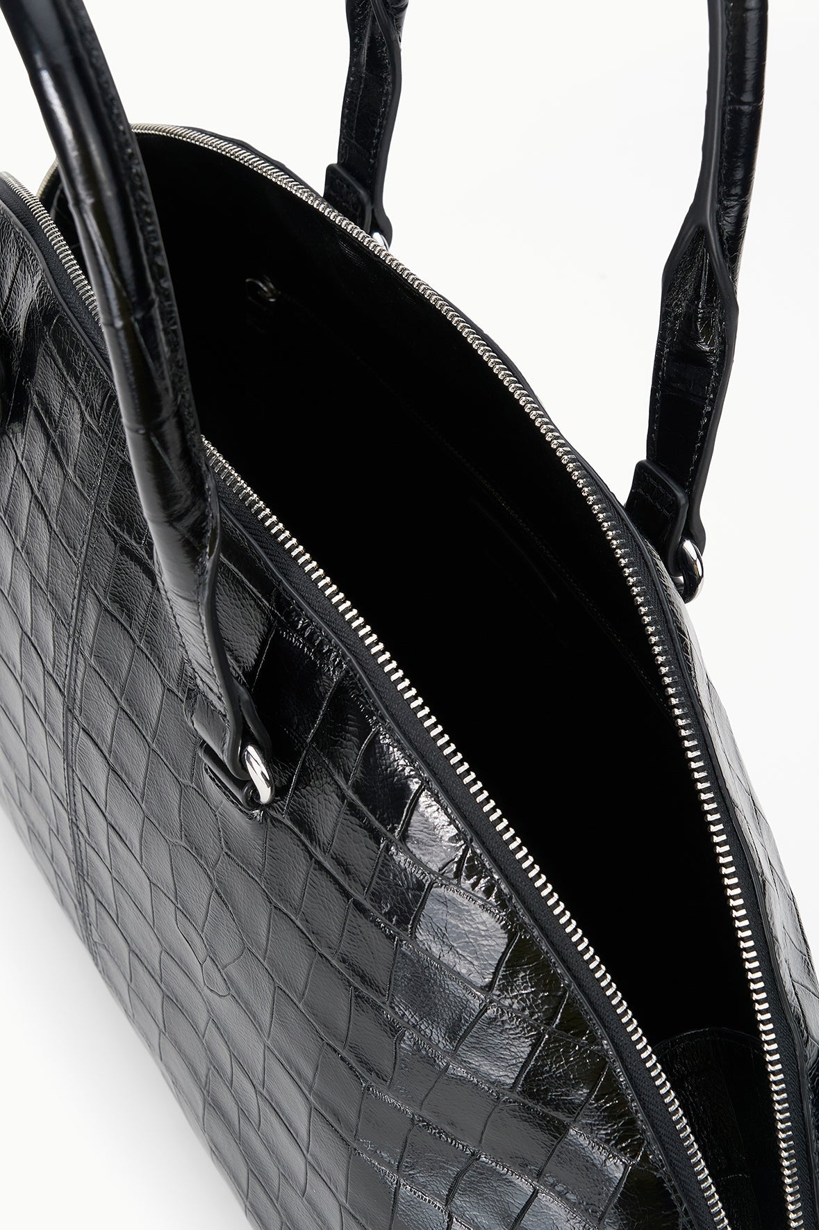 Hester Large Satchel | Black Croco