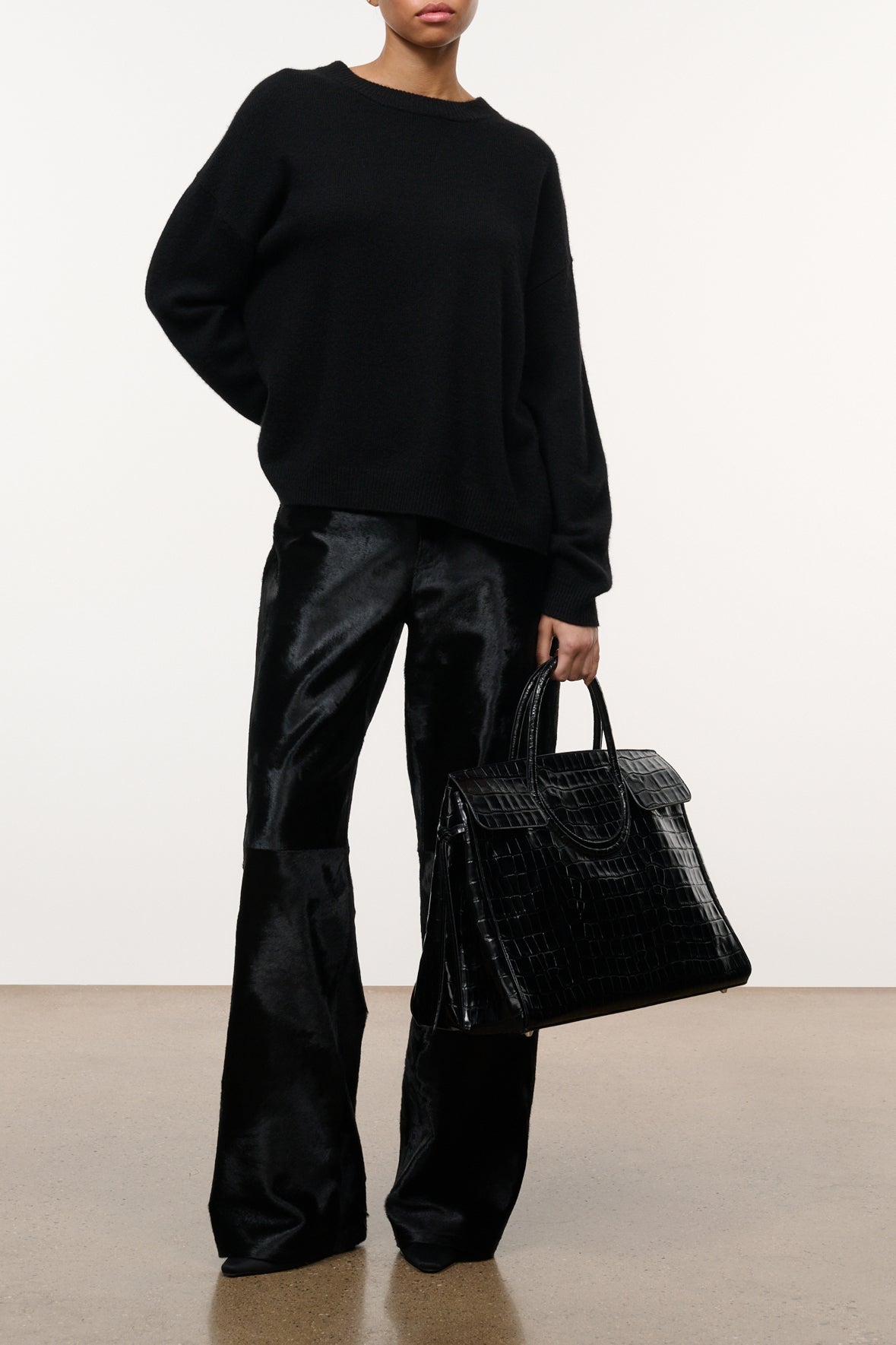 Large Maude Carryall | Black Croco