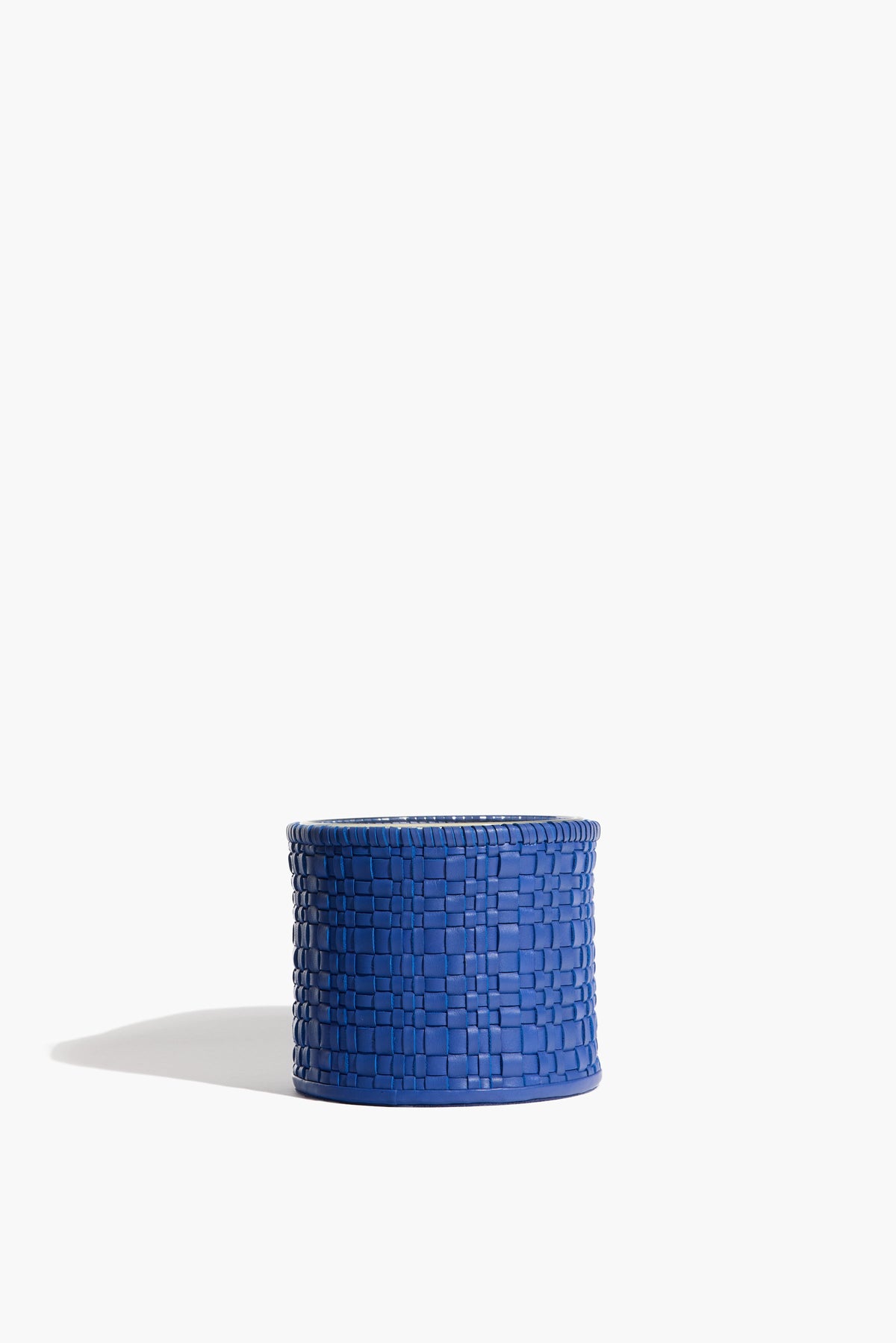 Large Rowe Woven Leather Candle | Henry Blue