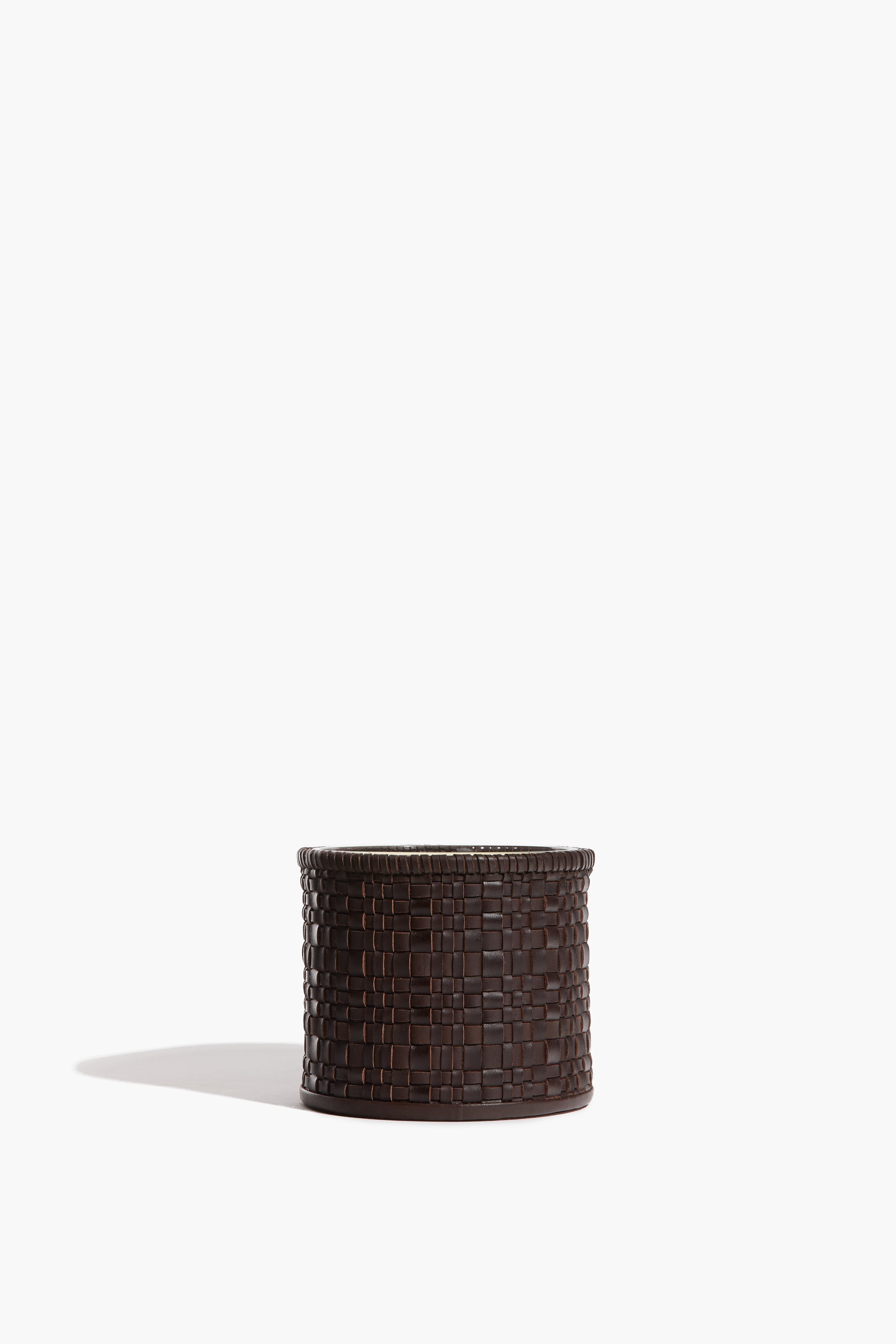 Large Rowe Woven Leather Candle | Espresso