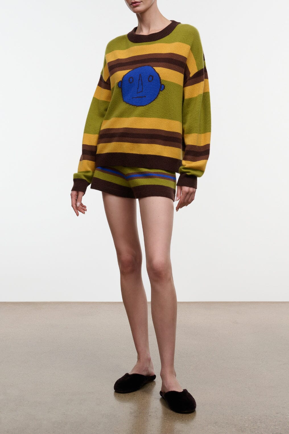 Fran Cashmere Short | Nightowl Stripe