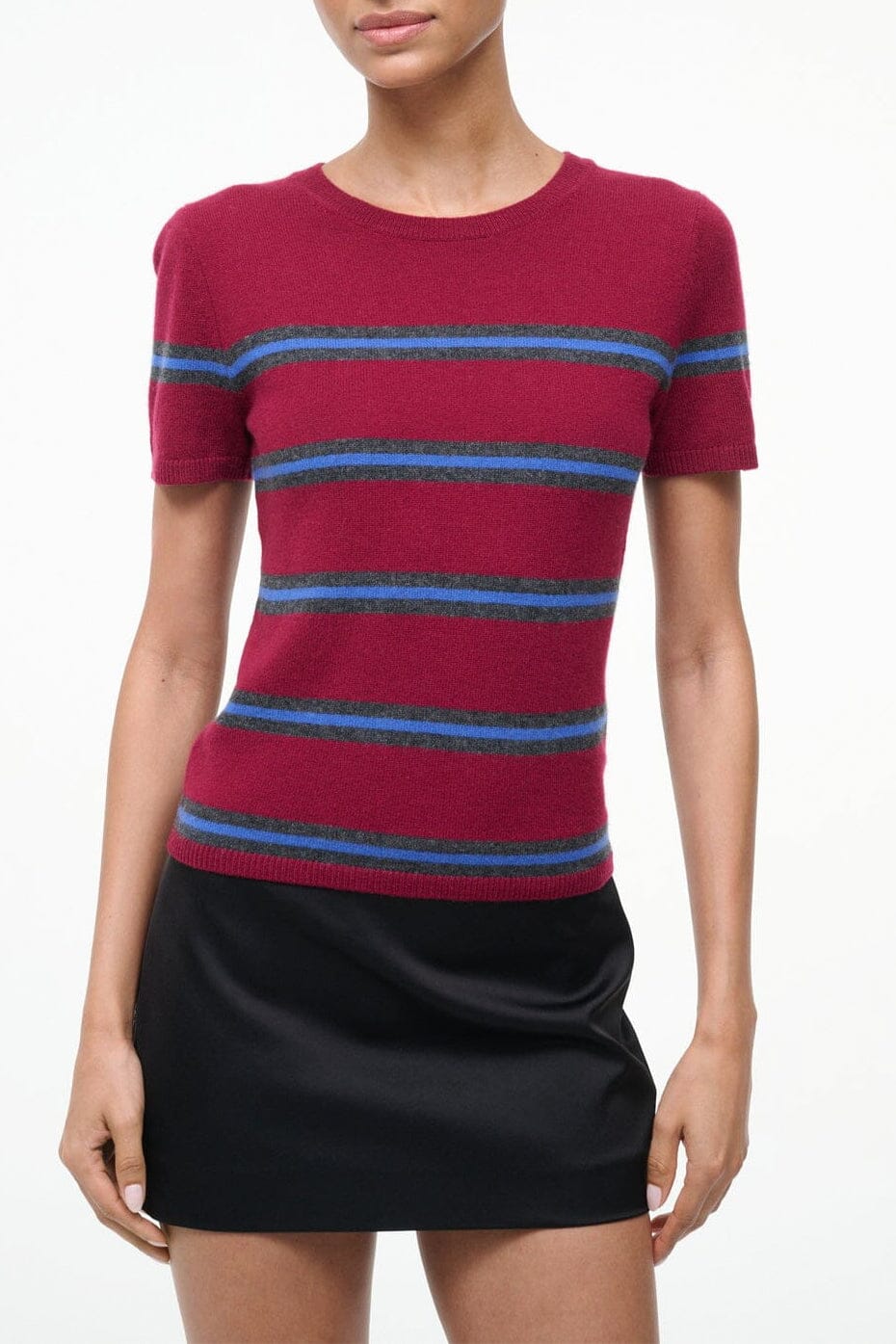 Easy Cashmere Tee | Crimson Stripe